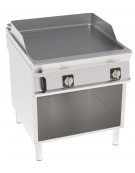 Fry top elettrico su mobile, 12 kw, piastra doppia liscia cromata spazzolata - zona di cottura cm 74,9x69,8 - cm 80x90x90h