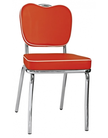 Sedia 50' style in acciaio cromato seduta e schienale in ecopelle colori a scelta - cm 45x53x85h