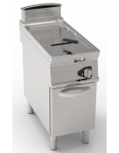 Friggitrice a gas su mobile - 1 vasca da Lt 21 con fondo a "V" - potenza totale 19,4 kw - cm 40x90x90h