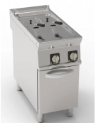 Friggitrice elettrica su mobile trifase -14 kw - 2 vasche con resistenze rotanti 8+8 Lt. - cm 40x90x90h