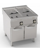 Friggitrice elettrica su mobile trifase-33kw - 2 vasche con resistenze rotanti 17 + 17Lt. - cm 80x90x90h
