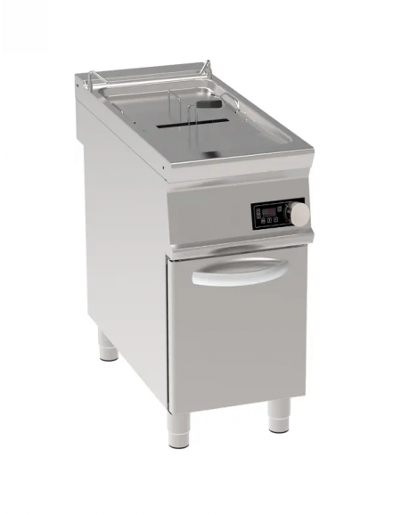 Friggitrice elettrica su mobile trifase-16,5kw con controllo elettronico - 1 vasca con resistenze rotanti 17Lt. - cm 40x90x90h