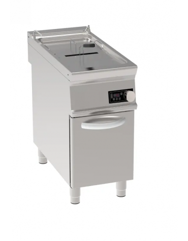 Friggitrice elettrica su mobile trifase-20kw con controllo elettronico - 1 vasca con resistenze rotanti 21Lt. - cm 40x90x90h