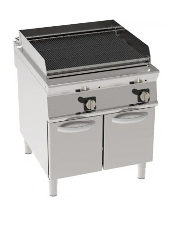 Griglia in ghisa ad acqua a gas doppia, sup. di cottura cm 67x59, con mobiletto chiuso cm 80x90x90h