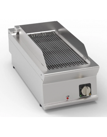 Griglia elettrica a contatto con acqua  da banco, superficie di cottura cm 27,6x64 - potenza 5,4 Kw - cm 40x90x28h