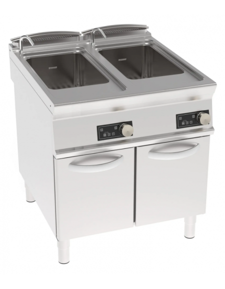 Cuocipasta elettrico trifase-18kw con controllo elettronico, inox AISI 316, 1 vasca da 40+40 litri di capacità - cm 80x90x90h Cuocipasta elettrico trifase-18kw con controllo elettronico, inox AISI 316, 1 vasca da 40+40 litri di capacità - cm 80x90x90h