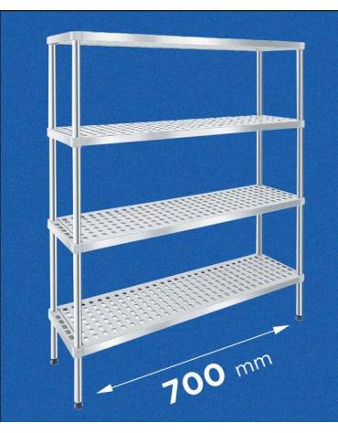 Scaffale in acciaio inox con ripiani in polietilene cm 70x40x200h