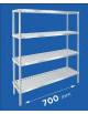 Scaffale per alimenti con montanti in acciaio inox e 4 ripiani forati in polietilene - cm 70x40x200h - Portata Kg 150 per piano