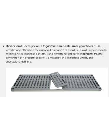 Scaffale in acciaio inox con ripiani in polietilene cm 70x40x200h