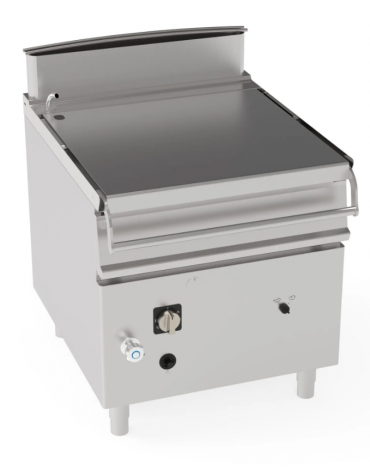 Brasiera a gas ribaltabile con sollevamento motorizzato con vasca inox, 1 vasca cm 72x61x22,5h capacità 80lt - cm 80x90x90