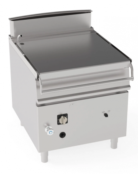 Brasiera a gas ribaltabile con sollevamento motorizzato con vasca inox, 1 vasca cm 72x61x22,5h capacità 80lt - cm 80x90x90