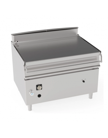 Brasiera a gas ribaltabile con sollevamento motorizzato con vasca inox, 1 vasca cm 110x61x22,5h con cap. 120lt - cm 120x90x90h