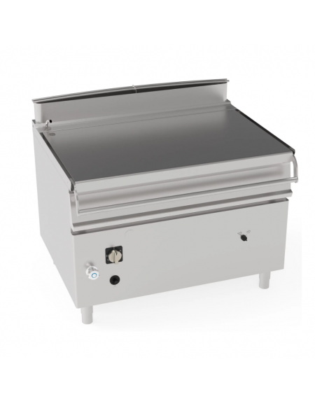 Brasiera a gas ribaltabile con sollevamento motorizzato con vasca inox, 1 vasca cm 110x61x22,5h con cap. 120lt - cm 120x90x90h