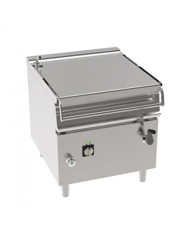 Brasiera elettrica ribaltabile manuale con vasca inox AISI 304, 1 vasca cm 72x61x22,5 - capacità 80lt - 10kw - cm 80x90x90
