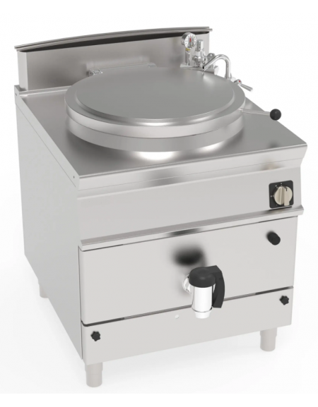 Pentola a gas INDIRETTA, 1 vasca capacità 100 Lt. cm Ø60xh41,5 - potenza totale 21kw - cm 80x90x90h