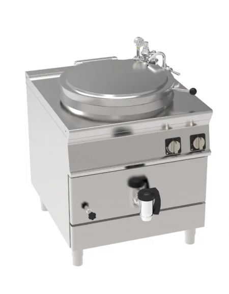 Pentola elettrica indiretta - 1 vasca in AISI 316, capacità Lt 150, vasca cm Ø60xh54 - trifase Kw 18 - cm 80x90x90h