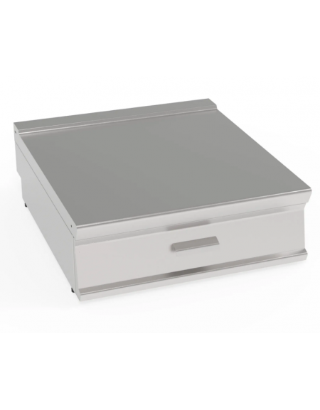 Piano di lavoro neutro da banco, in acciaio inox AISI 304 - con 1 cassetto GN1/1 - cm 80x90x28h
