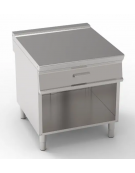 Piano di lavoro neutro in acciaio inox AISI 304 su vano aperto - con 1 cassetto GN1/1 - cm 80x90x90h