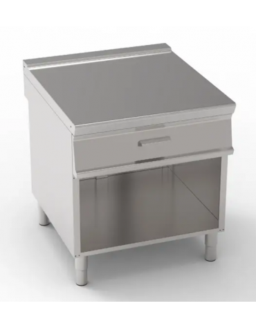 Piano di lavoro neutro in acciaio inox AISI 304 su vano aperto - con 1 cassetto GN1/1 - cm 80x90x90h