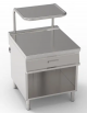 Piano di lavoro neutro in acciaio inox AISI 304 su vano aperto - con 1 cassetto e supporto salamandra - cm 80x90x90h