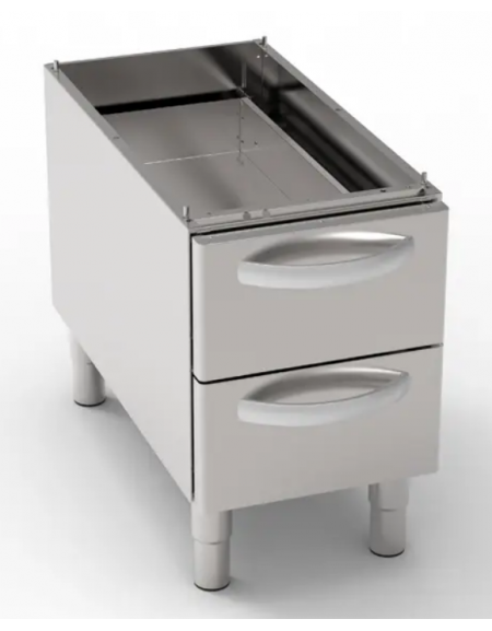 Vano neutro in acciaio inox AISI 304 con 2 cassetti GN1/1, vano cm 33x76,1x39,5h - dimensioni totali cm 40x76,5x57h