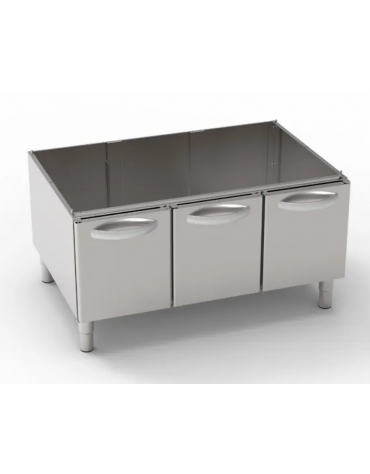 Vano neutro in acciaio inox AISI 304 con 3 porte, vano cm 113x76,1x39,5h - dimensioni totali cm 120x76,5x57h