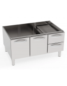 Vano neutro in acciaio inox AISI 304 con 2 porte e 2 cassetti, vano cm 113x76,1x39,5h - dimensioni totali cm 120x76,5x57h