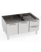 Vano neutro in acciaio inox AISI 304 con 2 porte e 2 cassetti, dim. vano cm 113x76,1x39,5h - dim. tot. cm 120x76,5x57h