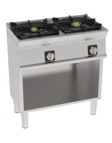 Cucina a gas 2 fuochi su vano aperto, potenza fuoco aperto 1X5,5kw +1x9kw - cm 80x45x90h
