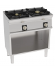 Cucina a gas 2 fuochi in acciaio Inox su vano aperto, con piano ermetico - potenza fuochi 1x6kw + 1x10kw - cm 80x45x90h