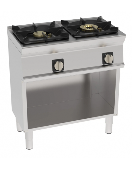 Cucina a gas 2 fuochi su vano aperto, potenza fuoco aperto 2X9kw - cm 80x45x90h