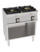 Cucina a gas 2 fuochi in acciaio Inox su vano aperto, con piano ermetico - potenza fuochi 1x10kw + 1x11kw - cm 80x45x90h