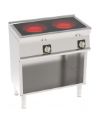Cucina elettrica trifase-6,8kw su vano aperto, con 2 piani di cottura in vetroceramica - cm 80x45x90h