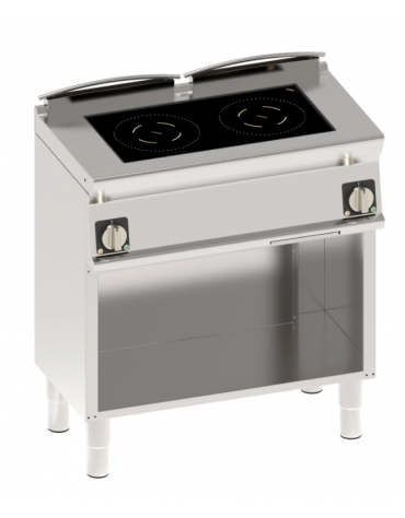 Cucina ad induzione trifase-10kw su vano aperto, con 2 piani di cottura - cm 80x45x90h