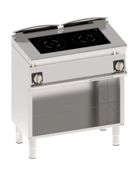 Cucina ad induzione trifase-10kw su vano aperto, con 2 piani di cottura - cm 80x45x90h Cucina ad induzione trifase-10kw su vano aperto, con 2 piani di cottura - cm 80x45x90h