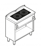 Cucina elettrica ad induzione su vano aperto - 2 zone cottura - potenza totale 10 Kw trifase - cm 80x45x90h