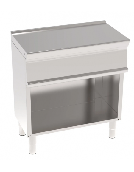 Piano di lavoro in acciaio inox su vano aperto, dotato di piedini regolabili, senza cassetto - cm 80x45x90h