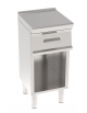 Piano di lavoro neutro in acciaio inox AISI 304 su vano aperto - con 1 cassetto - dim. tot. cm 40x45x90h