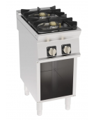 Cucina a gas 2 fuochi su vano aperto, potenza fuochi aperti 1X3,3kw + 1X7,2kw - griglia in ghisa - cm 40x70x90h
