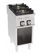 Cucina a gas 2 fuochi in acciaio Inox su vano aperto, con piano ermetico - potenza fuochi 2x7,5kw - cm 40x70x90h