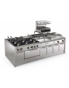 Cucina a gas 2 fuochi su vano aperto, potenza fuochi aperti 2X7,2kw - griglie in ghisa - cm 40x70x90h