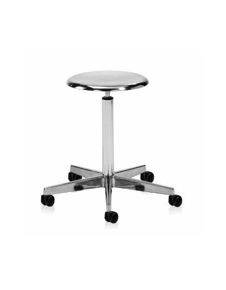 Sgabello girevole, struttura di alluminio con piedini in gomma