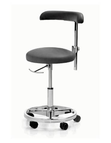 Sgabello in acciaio inox - con anello poggiapiedi - colore su richiesta - altezza regolabile cm 53/66