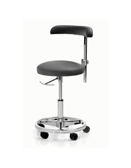 Sgabello in acciaio inox - con anello poggiapiedi - colore su richiesta - altezza regolabile cm 53/66