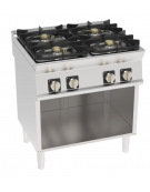 Cucina a gas 4 fuochi su vano aperto, potenza fuochi aperti 1x3,3kw+2x4,5kw+1x7,2kw - griglie in ghisa - cm 80x70x90h Cucina a gas 4 fuochi su vano aperto, potenza fuochi aperti 1x3,3kw+2x4,5kw+1x7,2kw - griglie in ghisa - cm 80x70x90h