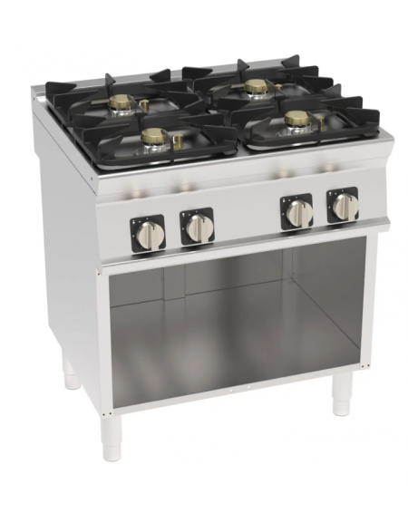 Cucina a gas 4 fuochi su vano aperto, potenza fuochi aperti 1x3,3kw+2x4,5kw+1x7,2kw - griglie in ghisa - cm 80x70x90h Cucina a gas 4 fuochi su vano aperto, potenza fuochi aperti 1x3,3kw+2x4,5kw+1x7,2kw - griglie in ghisa - cm 80x70x90h