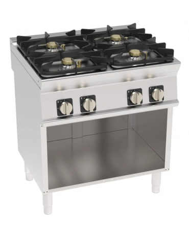 Cucina a gas 4 fuochi su vano aperto, potenza fuochi aperti 4x7,2kw - griglie in ghisa - cm 80x70x90h Cucina a gas 4 fuochi su vano aperto, potenza fuochi aperti 4x7,2kw - griglie in ghisa - cm 80x70x90h