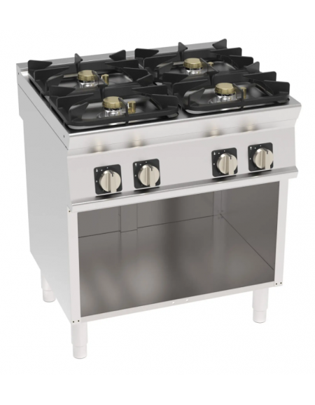 Cucina a gas 4 fuochi su vano aperto, potenza fuochi aperti 4x7,2kw - griglie in ghisa - cm 80x70x90h Cucina a gas 4 fuochi su vano aperto, potenza fuochi aperti 4x7,2kw - griglie in ghisa - cm 80x70x90h