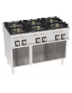 Cucina a gas 6 fuochi in acciaio Inox su vano aperto, con piano ermetico - potenza fuochi 3x5kw + 3x7,5kw - cm 120x70x90h