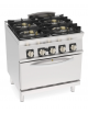 Cucina a gas ermetica 4 fuochi, potenza 4x7,5Kw - su forno statico a gas GN 2/1, camera cm 57,5x65x30 - cm 80x70x90h